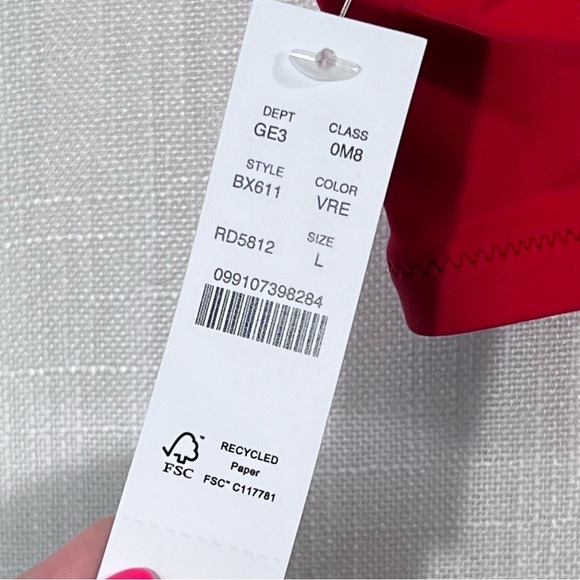 J Crew NWT Heritage Scoop Neck Bikini Top Red Sizes M & L - Picture 11 of 12